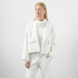 Splendid x Cella Jane White Wool Shawl Open Collar Jacket - Small